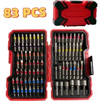 83Pcs Impact Driver Drill Bit Set with Magnetic Nut Driver, S2 Steel Cross Slot, Slotted, Square, Star, Hex, TORX Bits