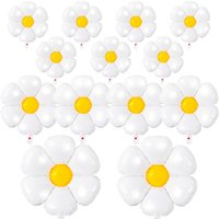 Daisy Flower Foil Balloons for Party Decorations Girls Daisy Themed Birthday Party Baby Shower Wedding Balloon Decorations White