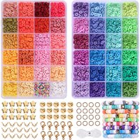 4800Pcs Clay Beads Kit 48 Colors Flat Round Polymer Clay Beads Friendship Bracelet Kit for DIY Jewelry Making Crafts Gift