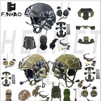 Airsoft Fast Helmet Set Tactical Paintball Helmet with Headset Memory Foam Protective Pad Adjustable Size for Adult Teenager