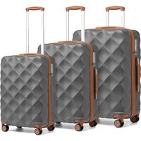 British Traveller 20+24+28 Inch 3-Piece ABS+PC Hard Shell Luggage Set, TSA Lock Travel Suitcase with Silent 360° Spinner Wheels & Adjustable Aluminum Handle