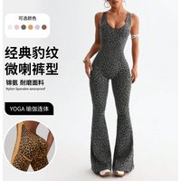 Women Sports Jumpsuit Yoga Seamless Leopard with Pads Bodysuit Sleeeless One-Piece Workout Clothes Gym Leggings Sportswear Sport