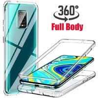 360 Degree Full Body Phone Cover For Xiaomi Redmi Note 9 Shockproof Clear Double-sided TPU+PC Cover For Redmi Note 9s 9 Pro