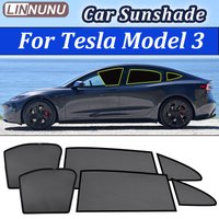 LINNUNU For Tesla Model 3 2017-2026 Magnetic Car Sunshade Window Curtain Mesh Sunlight UV Protectio privacy Interior Accessories