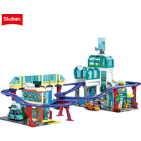 Sluban Metropolis Central Tram Station & Car 4S Store Building Blocks City View Toys with Character Figures building sets