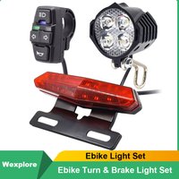 Ebike Front Brake Rear Light Set For 36V 48V Battery Contain Horn Headlight Switch And With Ebike Turn Functional Tail Light