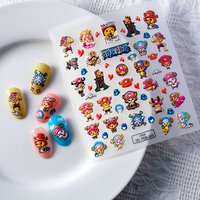1PCS One Piece Cartoon Nail Stickers Nail Parts Japanese Anime Nail Art Decoration Anime Luffy Zoro 5D Stickers Nail Charms