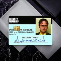 Funny D-dwight Schrute id Bank Credit Cards Bus Pass Stickers Cool Decoration Waterproof 4PCS Card