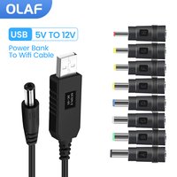 WiFi to Powerbank Cable Connector DC 5V to 12V USB Cable Boost Converter Step-up Cord for Wifi Router Modem Fan Speaker 5.5*2.1m