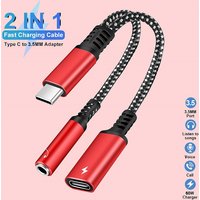 USB Type C to 3.5mm Headphone and Charger Adapter 2-in-1 USB C to AUX Audio Jack Dongle Cable For PD 60W Fast iphone 16 Samsung