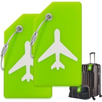 2 Pack Airplane Silicone Luggage Tags for Suitcases Travel Bag Tags for Luggage Baggage Suitcase Tags with Privacy Name ID Card