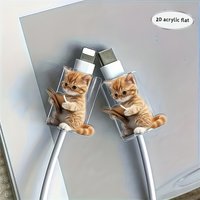 2Pcs Cute Cat Simple Charger Data Cable Protector Cover Charger Line Protectors Winder Anti-break Protector Cover Accessories