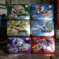 Pokemon Card Tin Box Set 42PCS Black Bolt White Flare Mega Evolution Spanish English Version for Collection Gift Kids Toy