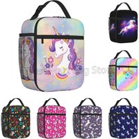 Cute Cartoon Unicorn Insulated Lunch Bag Waterproof Thermal Lunch Box Reusable Portable Cooler Bento Tote Bags for Women Girls