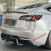 For Tesla Model 3 Sedan 2017-2022 4-Door Rear Bumper Diffuser Lip ABS Carbon Fiber Look Side Splitter Guard Plate Cover Chin Lid