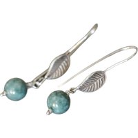 silver 925 Retro Leaf Natural Jade Earring Light Luxury New in Chinese style Simple Round Beads earrings for women Jewelry