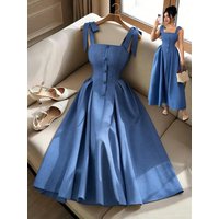 Elegant Ladies Solid Color Maxi Skirt Dress Lightweight Dress Stylish Women's Gown
