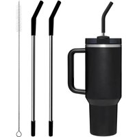 Stainless Steel Straw with Silicone Tip for Stanley Cup 2Pcs Replacement Straws for Stanley 40oz/30oz Tumbler 1Pcs Straw Brush