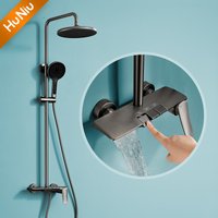Brass Shower System Set Luxury Bathroom Shower Head Set Shower Faucet Set 3-way Rainfall Shower Mixer Crane Black Gold Chrome