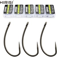 Hirisi 50/100pcs Carp Fishing Hook Coating Barbless Non-barb Fishhooks High Carbon Steel 8004 Carp Fishing Tackle Accessories
