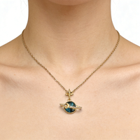 Gold Color Stainless Steel Crystal Saturn Planet Necklace For Women Girls Zircon Choker Charm Jewelry Gift birthday gift