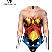 VIP FASHION Women Sexy Bodysuit Lady Summer Swimwear Party Show Cosplay Costume Movie Printed Swimsuit Holiday Clothes Outfit