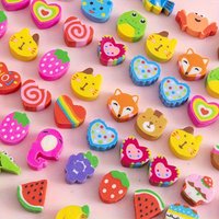 50 PCS Fruit & Animal Pattern Rubber Erasers - 1cm School Stationery Set for Students, Office Correction Tools ZSY