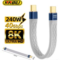 NNBILI 240W 40GB Short USB C to USB C Cable Fast Charging Type C Cord 40Gbps Data Transfer 8K Flat Data Charge Extension Cable