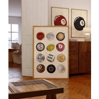 Retro Collage Wall Art, Vintage Poster with Disco, Dice, Coffee & 8 Ball, Cool Wall Decor for Living Room or Dorm