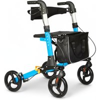 Lightweight Aluminum Rollator Walker with Seat, Foldable 4-Wheel Mobility Aid for Elderly, 83-96cm Adjustable Walking Assistant