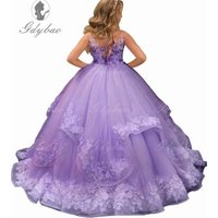 lavender Lace Tulle Ruffles Flower Girl Dress luxury Princess Communion Birthday Party Ball Gown Beauty Pageant Tailor-made Dres
