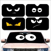 Pattern B-Black F-Funny E-Emoji Sun Visor Car Windshield Sunshade | Reusable Aluminum Foil UV Heat Insulation Sun Visor Cover
