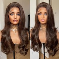 AIMEYA Long Brown Wigs for Women Synthetic Lace Wig Body Wave Lace Front Wigs Heat Resistant Cosplay Natural Hairline Daily Use