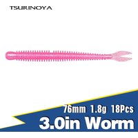 TSURINOYA polyvalent ver flamme 3.0in 1.8g 18 pièces fourchu aileron queue Finesse appât farfelu plate-forme flottant verbait leurre de pêche Texas plate-forme