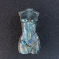 1Pcs Female Body Crystals Stone Natural Blue Labradorite Handmade Carved Woman Torso Polished Body Statue Home Decor Accessories