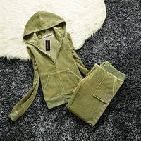 JC Tracksuit Women Velvet Women's Brand Velour Sewing Suit Women Track Suit Hoodies And Pants Sets JC couture with rheinstone image 4