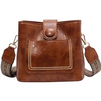 Vintage Simple PU Leather Bucket Crossbody Bags for Women Luxury Designer Handbagt Lady Black Shoulder Bag