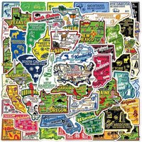 AliExpress NONE 50Pcs Funny USA American 50 States Travel Stickers Aesthetic Map Decals Luggage Laptop Phone Car Bike Kids Waterproof Sticker