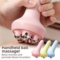 Handheld portable abdominal and leg unblocking meridian roller massage tool,360 ° rotating magnetic bead motion shaping massager