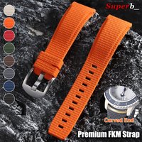 No Gap Curved End Rubber Watch Strap for Blancpain 20mm 21mm 22mm FKM Watch Bands Bracelet for Swatch Men's Military Watch Belt
