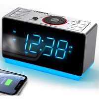 Digital Alarm Clock Radio - Bluetooth Speaker, FM Radio, Dual Alarm with Snooze, Large LED Display with Dimmer, Headphone Jack
