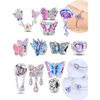 Butterfly Daisy Heart Moon Dangle Original Charms Silver Plated Beads Fit Bracelets Bag Keychain Charms Diy Women Gift Accessory