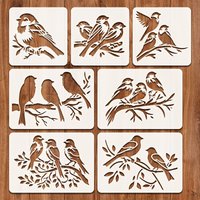 7 sets of PET craft bird painting templates-Reusable Hummingbird on Tree Branch Stencil for Card Making,Wall,Fabric,Furniture