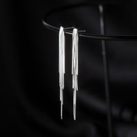 Real 925 Sterling Silver Chain Tassel Elegant Stud Earrings For Women Classic Fine Jewelry Light Luxury Accessories