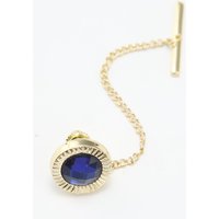 Men's Tie Pin Gold Blue Rhinestone Tie Clip Men's Shirt Jewelry Copper Simple Necktie Buckle Groom Wedding Gift