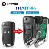 KEYYOU 315/433MHz ID46 Chip For OPEL VAUXHALL Astra J Corsa E Insignia Zafira C Modified Folding Remote Car Key