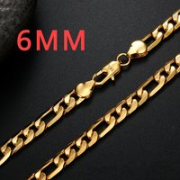 925 Sterling Silver 18K Gold Necklaces 20inches 6MM Sideways Chain Necklace For Men Women Fashion Jewelrys Wedding Party