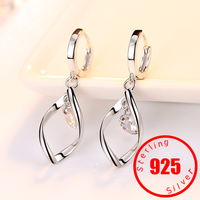 Fashion 925 Stamp Sterling Silver Dazzling CZ Crystal Circle Round Drop Earrings for Women Elegance Jewelry Mother's Day Gift