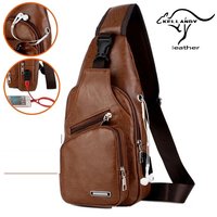 Spot Men's Chest Bag With Headphone Hole USB Shoulder