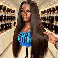 Perruques Lace Front Marron Chocolat 13X6, Cheveux Humains Lisses Comme des Baguettes 13X4, Frontal en Dentelle 30 36 Pouces 2 # Perruque de couleur brune, 100% cheveux brésiliens, pour femmes